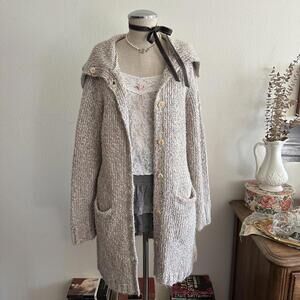 Pink and cream knit cardigan with buttons